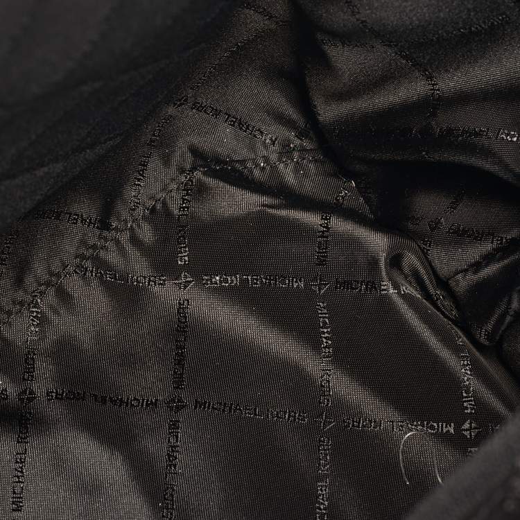 Pre Owned Michael Kors Avril Large Black Canvas and Leather Tote