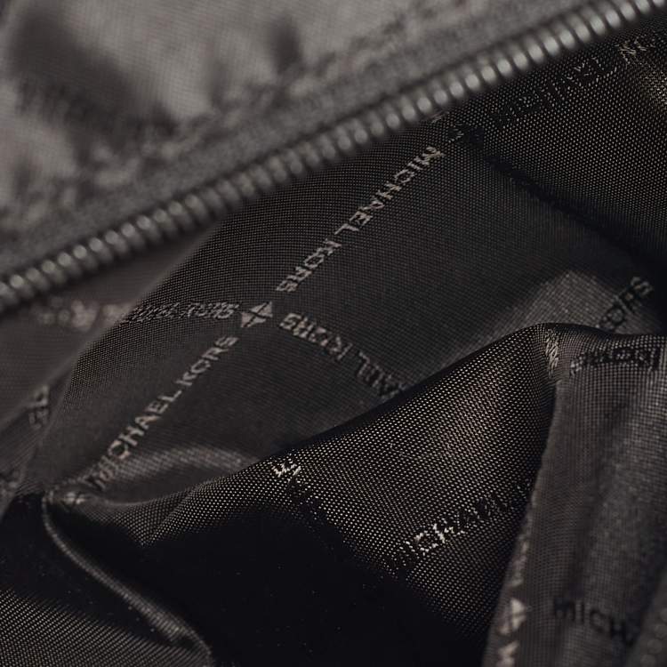 Pre Owned Michael Kors Avril Large Black Canvas and Leather Tote