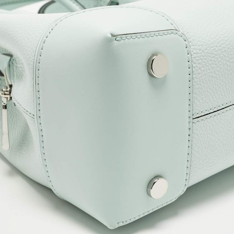 Pre Owned Michael Kors Mercer Gallery Small Light Aqua Green Leather Tote