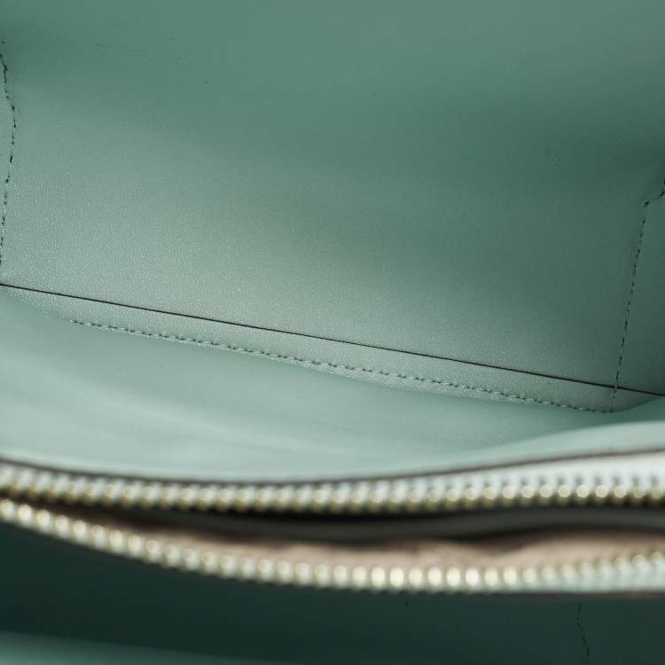 Pre Owned Michael Kors Mercer Gallery Small Light Aqua Green Leather Tote
