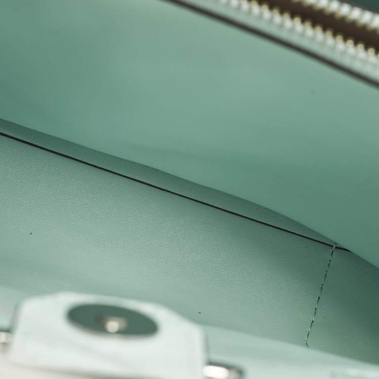 Pre Owned Michael Kors Mercer Gallery Small Light Aqua Green Leather Tote