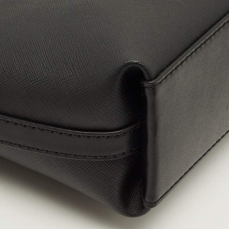 Pre Owned Michael Kors Jet Set Travel Black Leather Crossbody Bag