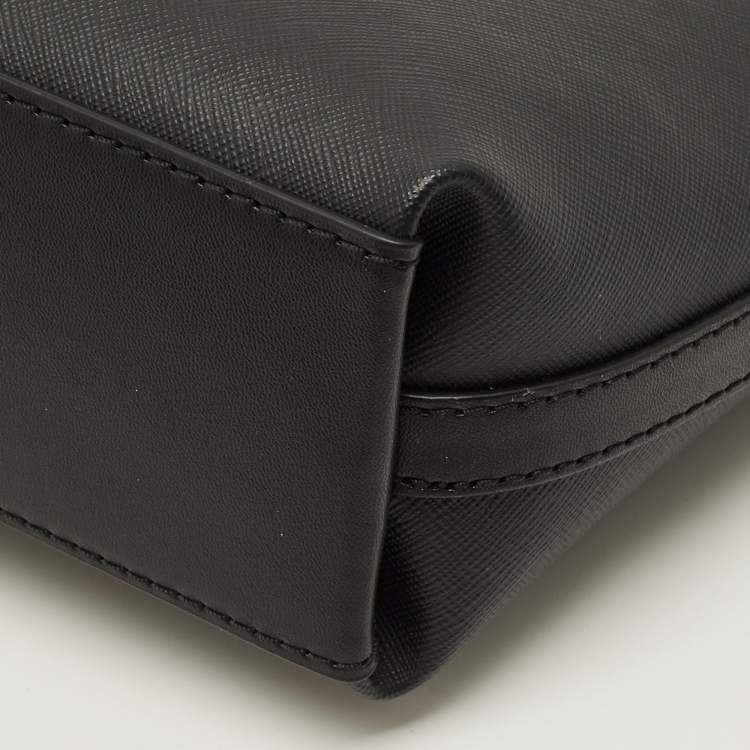 Pre Owned Michael Kors Jet Set Travel Black Leather Crossbody Bag