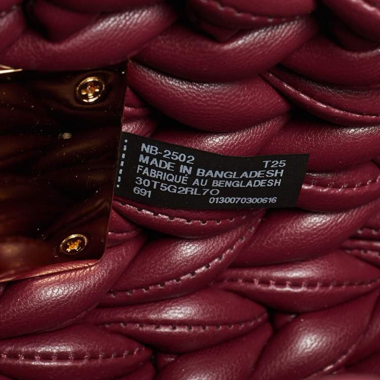 Pre Owned Michael Kors Tribeca Burgundy Braided Leather Shoulder Bag