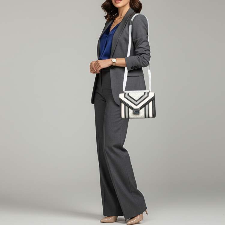 Pre Owned Michael Kors Whitney Medium Multicolor Coated Canvas and Faux Leather Shoulder Bag