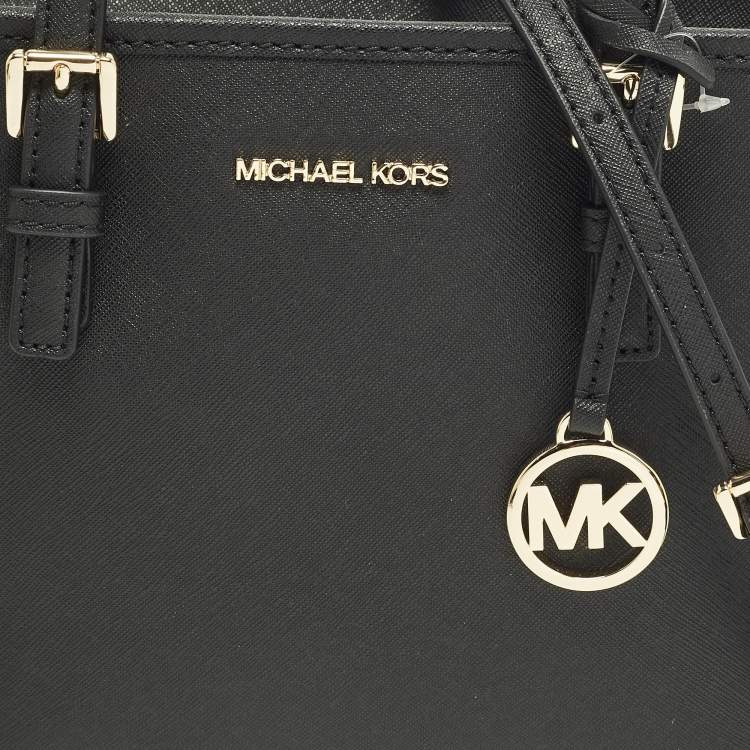 Pre Owned Michael Kors Jet Set Travel Extra Small Black Leather Tote