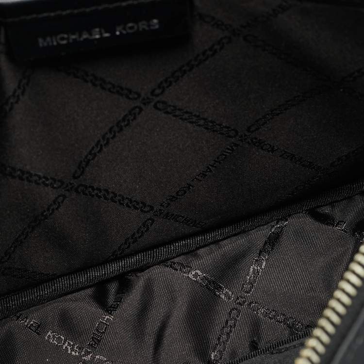 Pre Owned Michael Kors Jet Set Charm Large Tricolor Signature Coated Canvas Camera Crossbody Bag