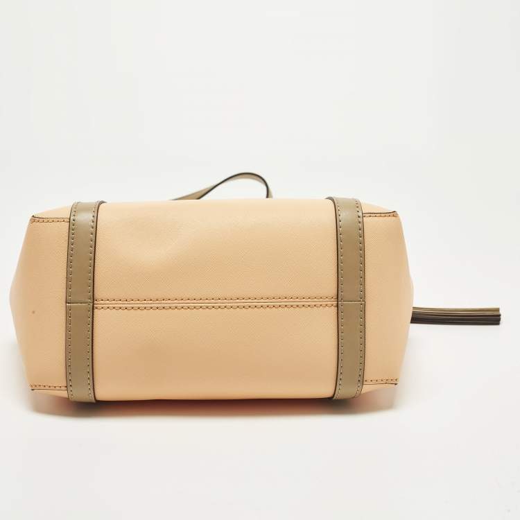 Pre Owned Michael Kors Sullivan Small Peach/Beige Leather Tote