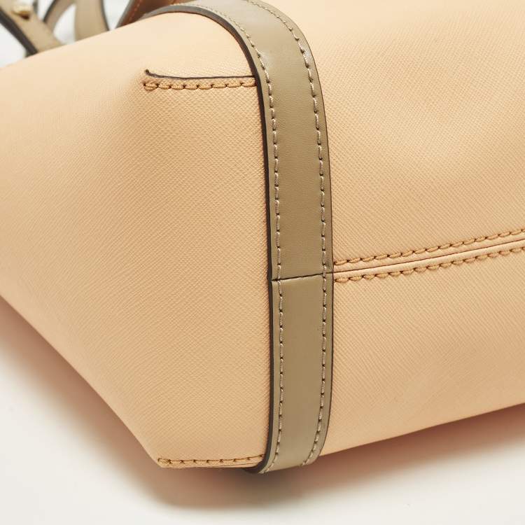 Pre Owned Michael Kors Sullivan Small Peach/Beige Leather Tote