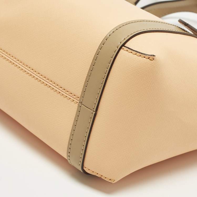 Pre Owned Michael Kors Sullivan Small Peach/Beige Leather Tote