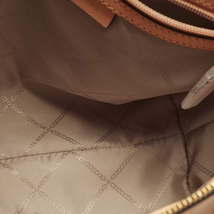 Pre Owned Michael Kors Sullivan Small Peach/Beige Leather Tote