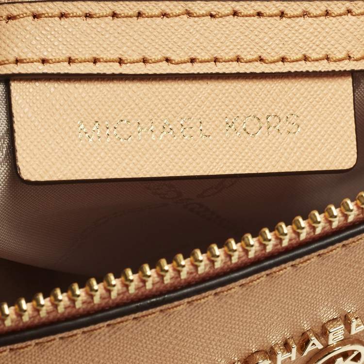 Pre Owned Michael Kors Sullivan Small Peach/Beige Leather Tote