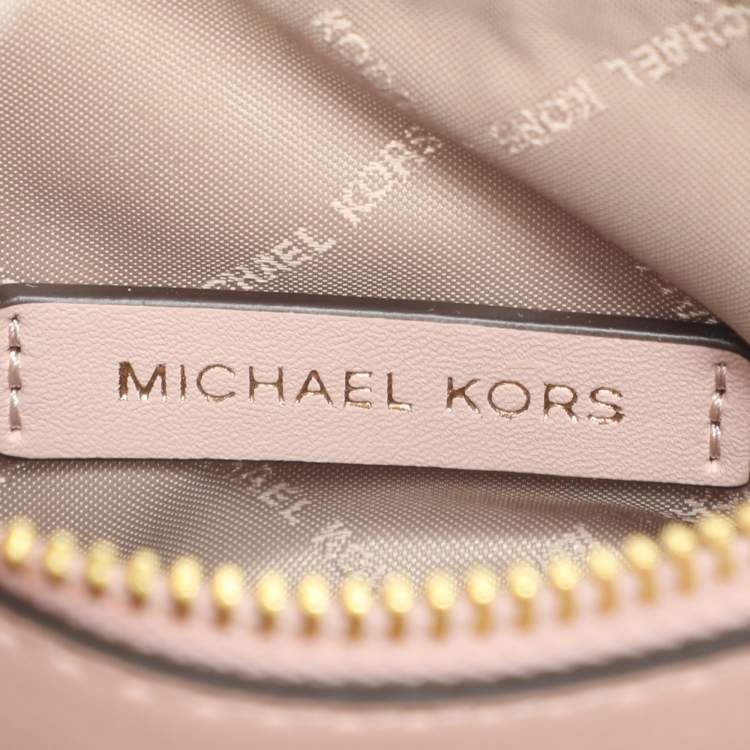 Pre Owned Michael Kors Mercer Medium Light Pink/Beige Signature Coated Canvas and Leather Tote