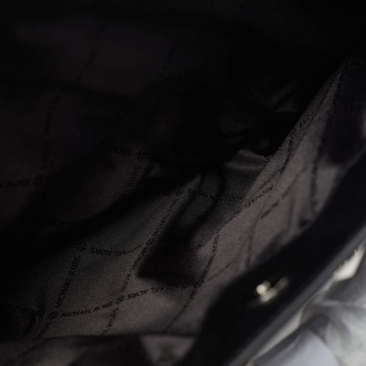 Pre Owned Michael Kors Whitney Medium Black Quilted Faux Leather Chain Tote