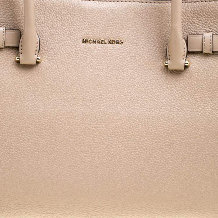 Pre Owned Michael Kors Beige Pebbled Leather Large Addison Tote