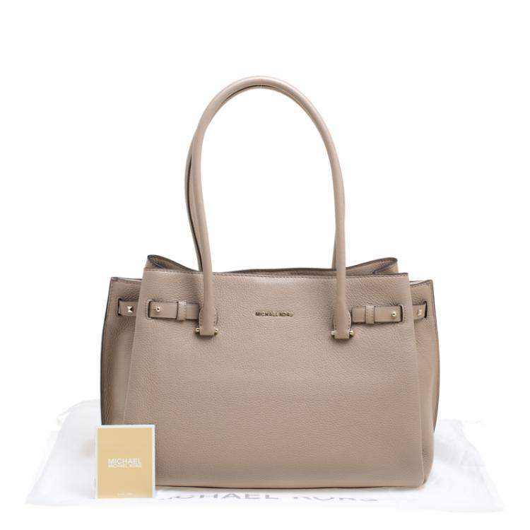 Pre Owned Michael Kors Beige Pebbled Leather Large Addison Tote