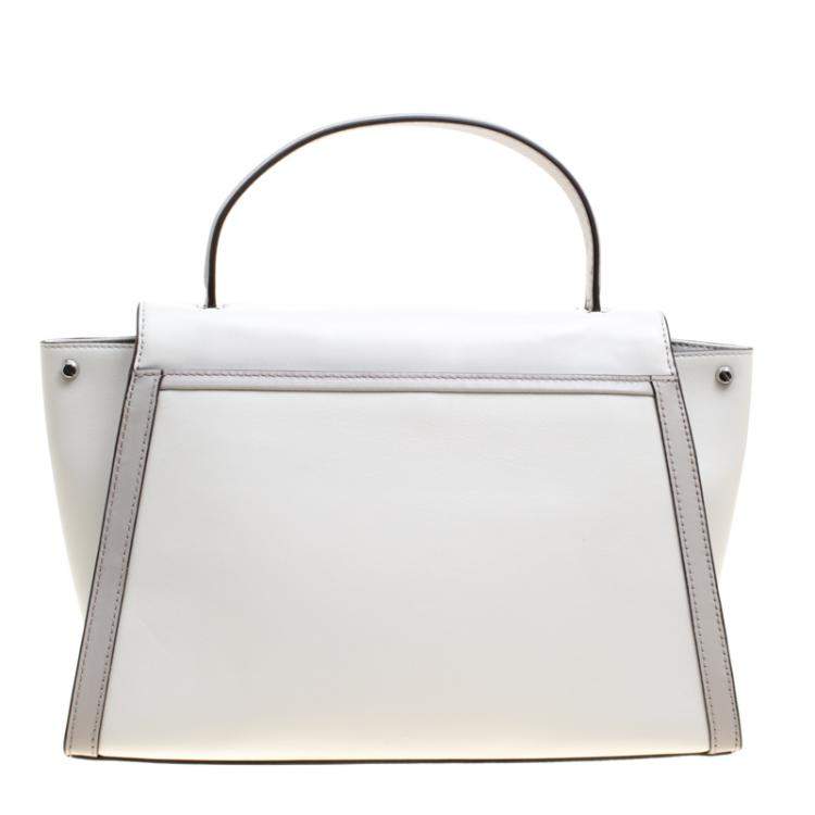 Pre Owned Michael Kors Grey Leather Large Whitney Top Handle Satchel