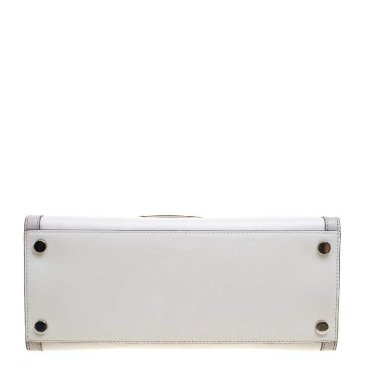 Pre Owned Michael Kors Grey Leather Large Whitney Top Handle Satchel