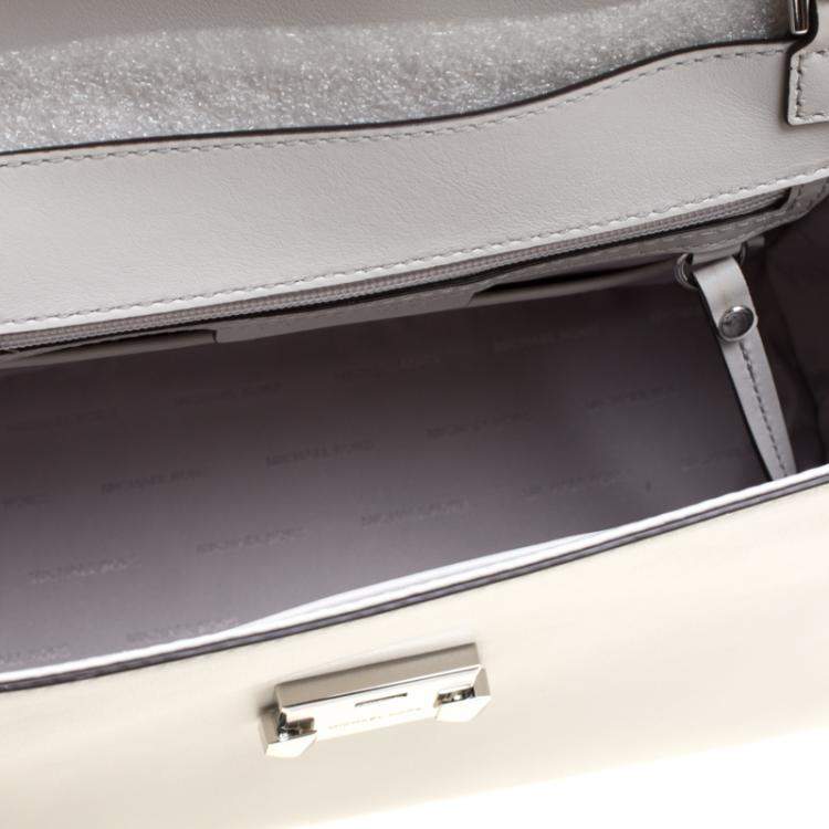 Pre Owned Michael Kors Grey Leather Large Whitney Top Handle Satchel