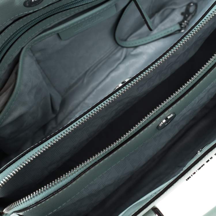 Pre Owned MICHAEL Michael Kors Lime Green Leather Savannah Celadon Tote