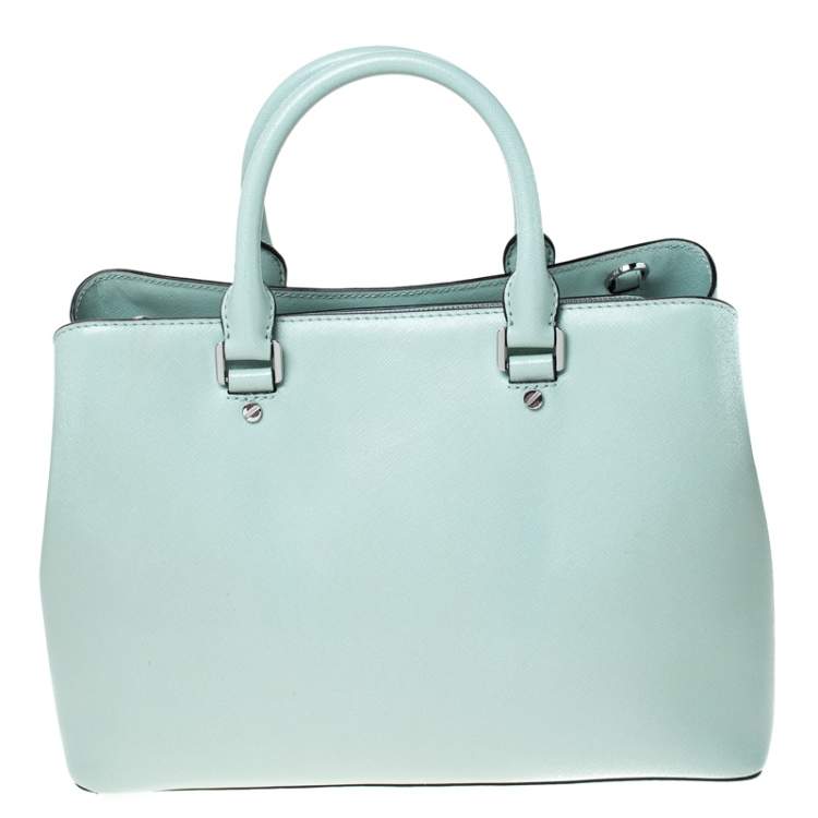 Pre Owned MICHAEL Michael Kors Lime Green Leather Savannah Celadon Tote
