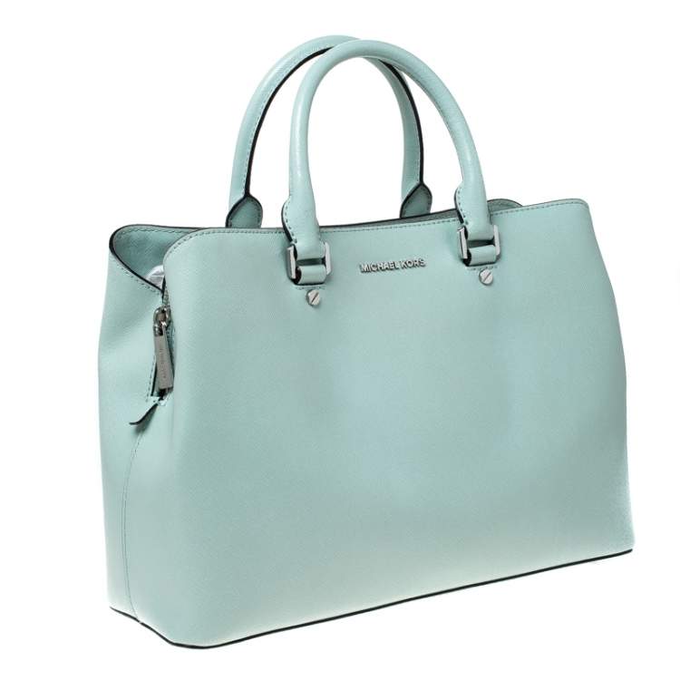 Pre Owned MICHAEL Michael Kors Lime Green Leather Savannah Celadon Tote