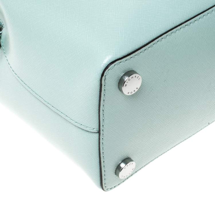 Pre Owned MICHAEL Michael Kors Lime Green Leather Savannah Celadon Tote