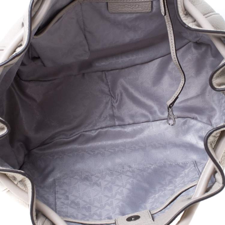 Pre Owned  MICHAEL Michael Kors Light Beige Leather Drawstring Hobo