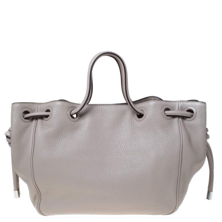 Pre Owned  MICHAEL Michael Kors Light Beige Leather Drawstring Hobo