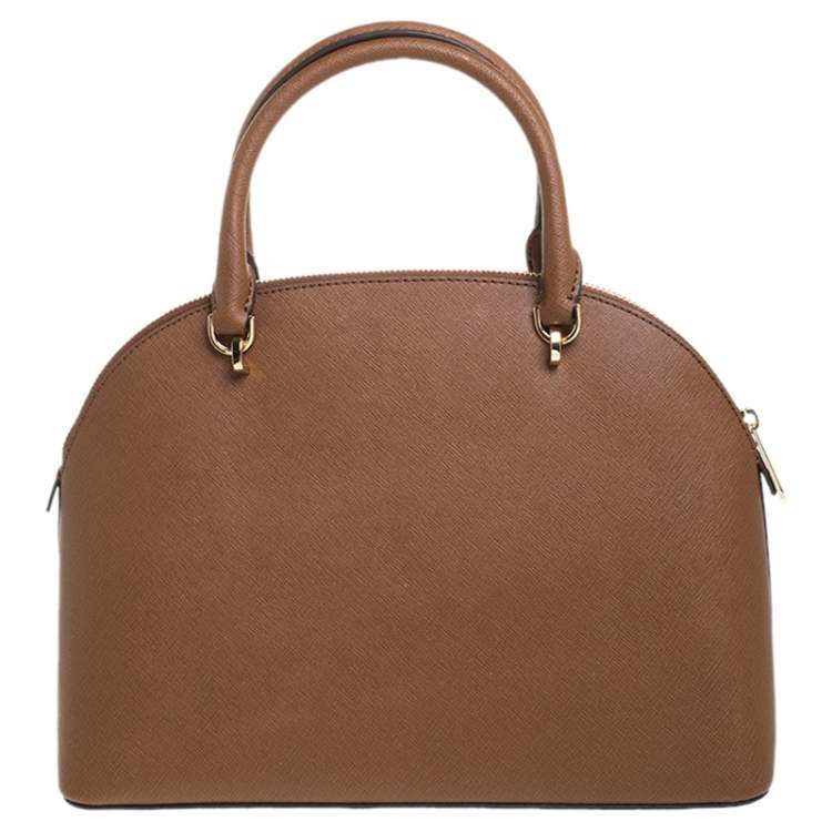 Pre Owned Michael Kors Brown Saffiano Leather Large Emmy Dome Satchel