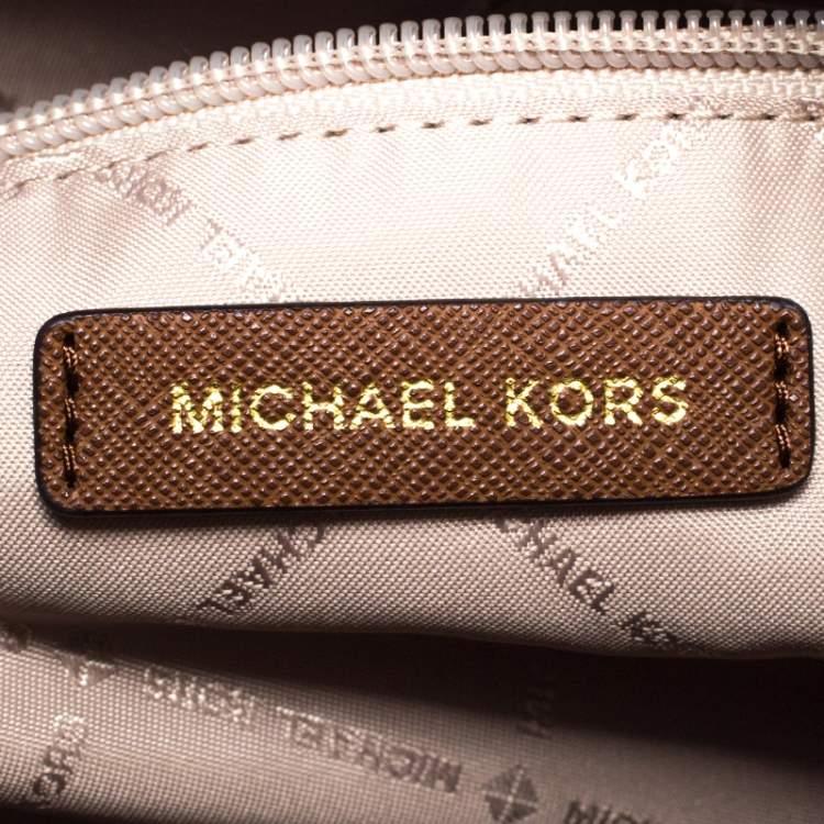 Pre Owned Michael Kors Brown Saffiano Leather Large Emmy Dome Satchel