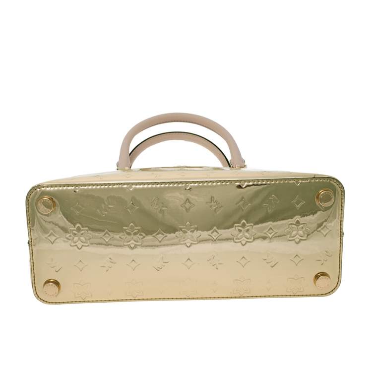 مملوكة مسبقًا MICHAEL Michael Kors Metallic Gold Mirror Leather Emmy Dome Satchel