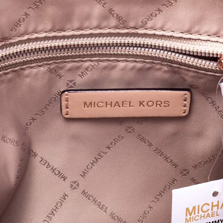 Pre Owned Michael Kors Metallic Rose Gold Mirror Leather Emmy Dome Satchel