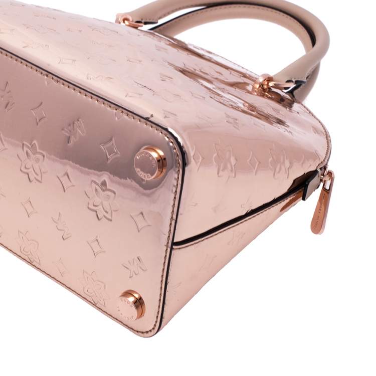 Pre Owned Michael Kors Metallic Rose Gold Mirror Leather Emmy Dome Satchel