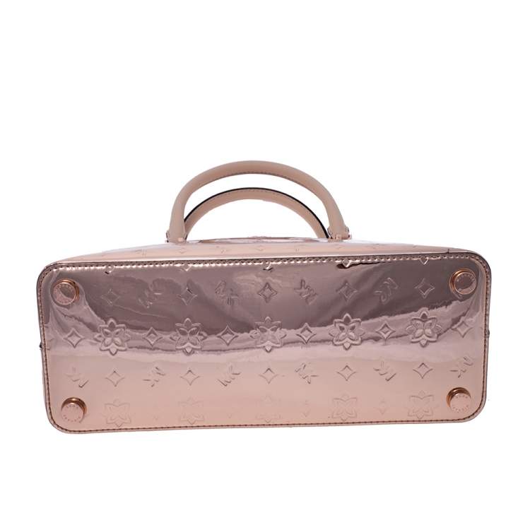 Pre Owned Michael Kors Metallic Rose Gold Mirror Leather Emmy Dome Satchel