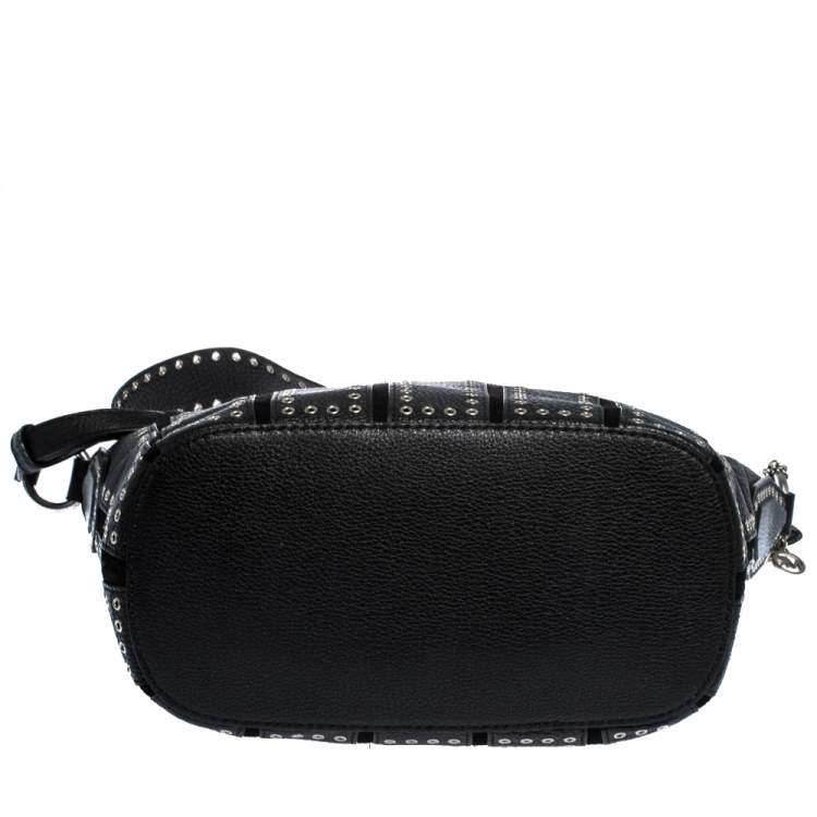 Pre Owned Michael Kors Black Leather Brooklyn Grommet Shoulder Bag