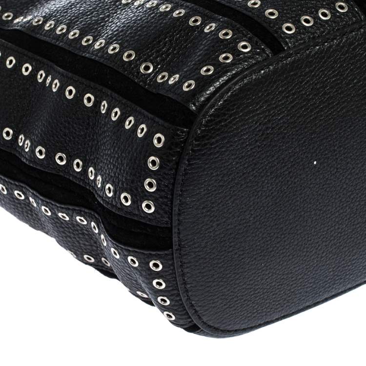 Pre Owned Michael Kors Black Leather Brooklyn Grommet Shoulder Bag