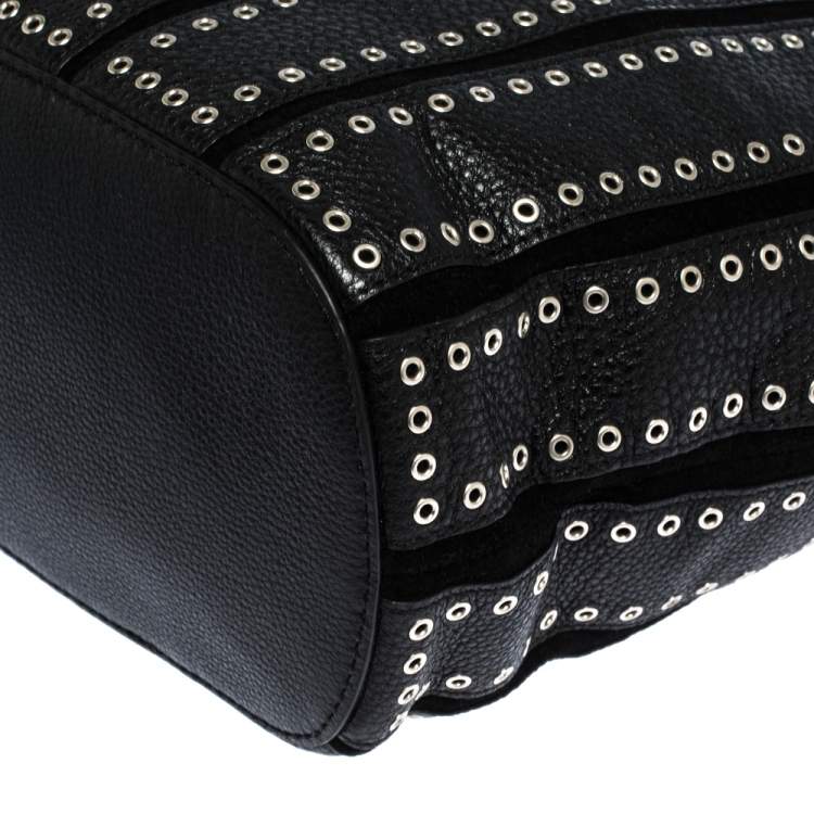 Pre Owned Michael Kors Black Leather Brooklyn Grommet Shoulder Bag