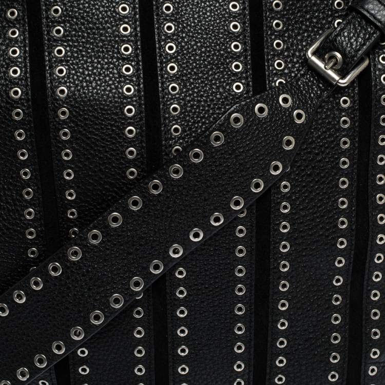 Pre Owned Michael Kors Black Leather Brooklyn Grommet Shoulder Bag