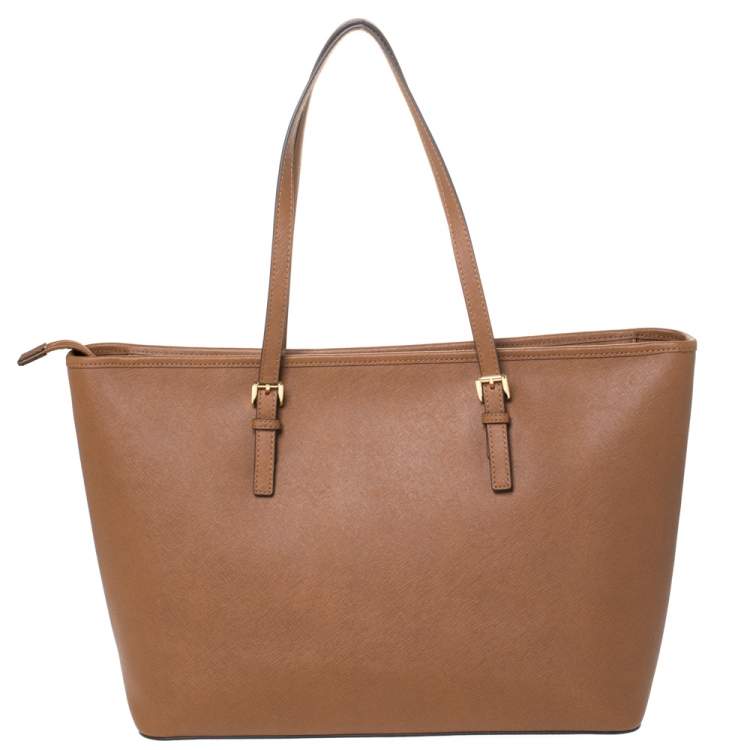 Pre Owned MICHAEL Michael Kors Tan Leather Large Jet Set Travel Tote