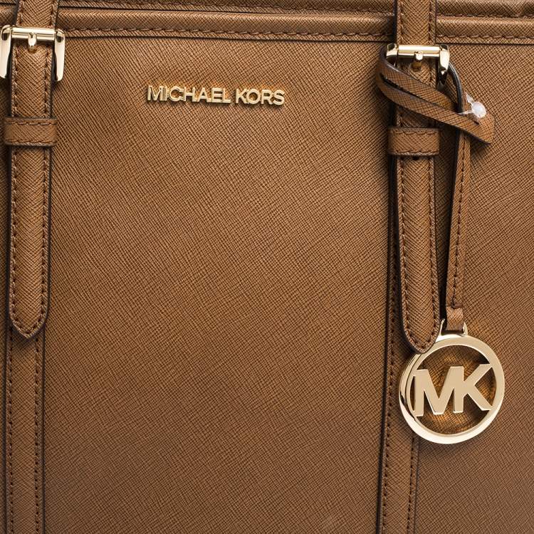 Pre Owned Michael Kors Tan Leather Small Jet Set Travel Tote