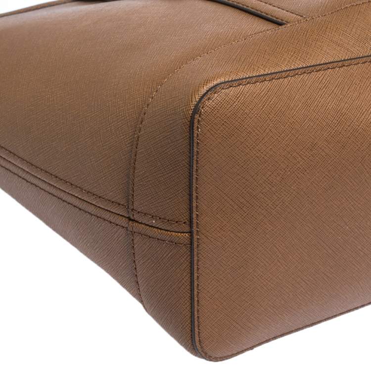 Pre Owned Michael Kors Tan Leather Small Jet Set Travel Tote