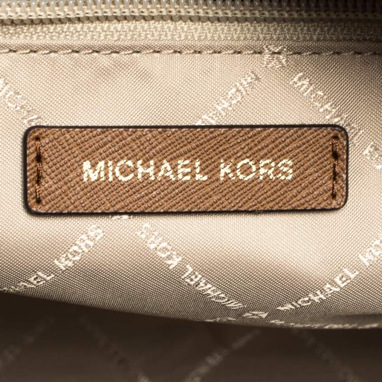 Pre Owned Michael Kors Tan Leather Small Jet Set Travel Tote