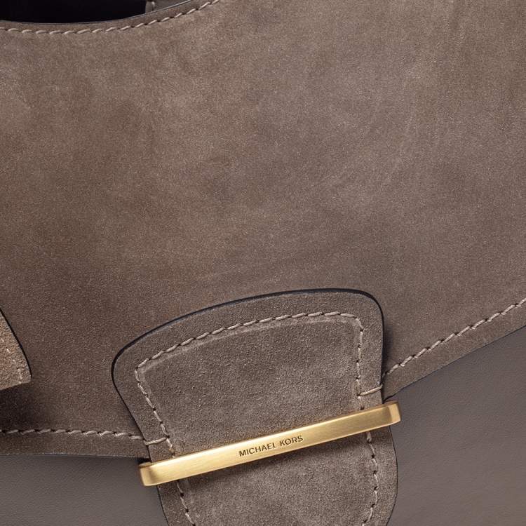 Pre Owned Michael Kors Taupe Leather and Nubuck Josie Hobo