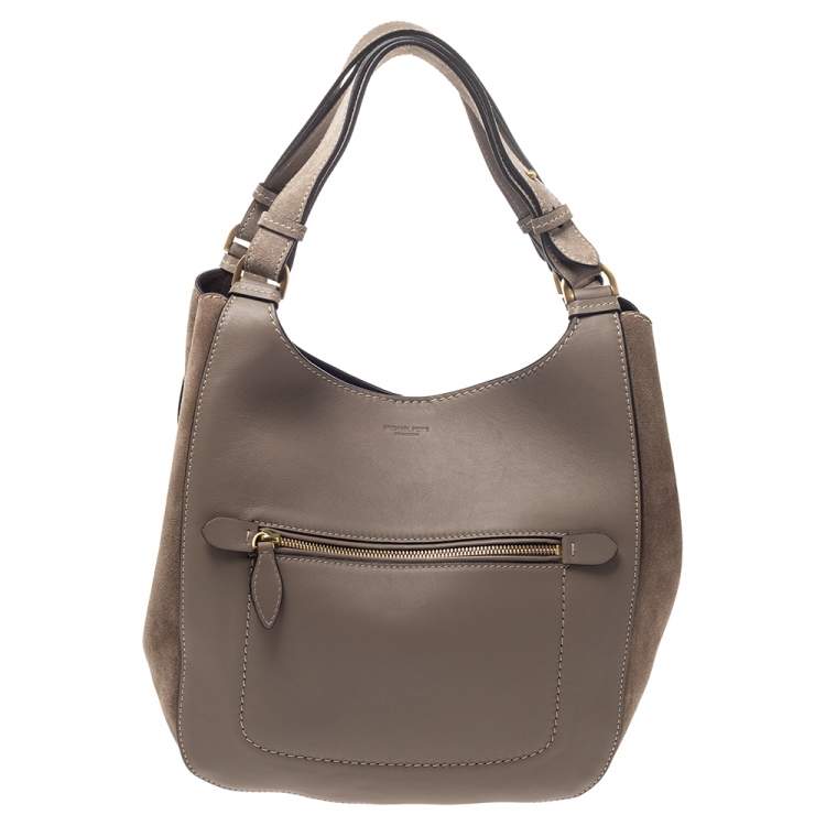 Pre Owned Michael Kors Taupe Leather and Nubuck Josie Hobo