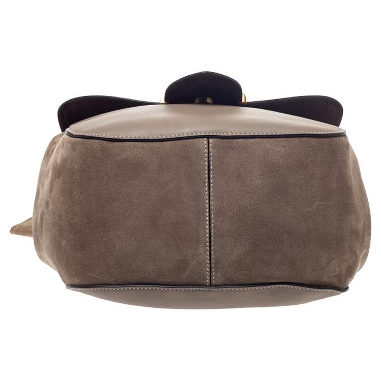 Pre Owned Michael Kors Taupe Leather and Nubuck Josie Hobo