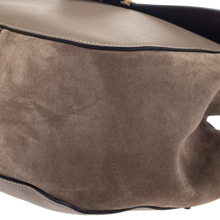 Pre Owned Michael Kors Taupe Leather and Nubuck Josie Hobo