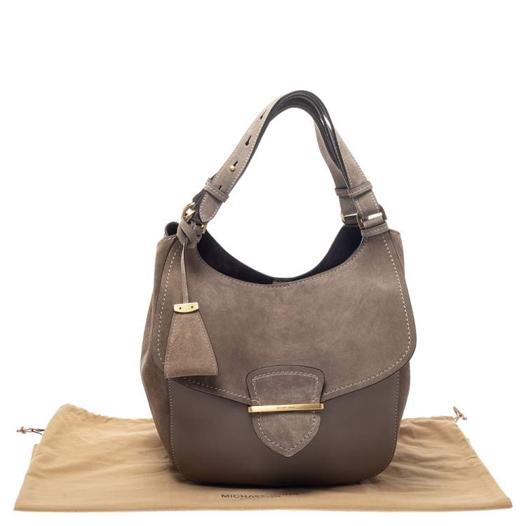 Pre Owned Michael Kors Taupe Leather and Nubuck Josie Hobo