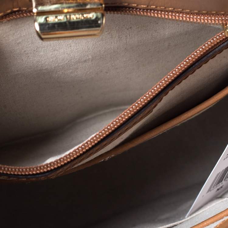 Pre Owned Michael Kors Blue/Brown Denim and Leather Large Sullivan Messenger Bag