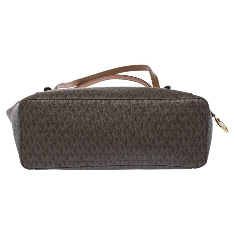 Pre Owned Michael Kors Dark Brown Signature Coated Canvas Ciara Tote